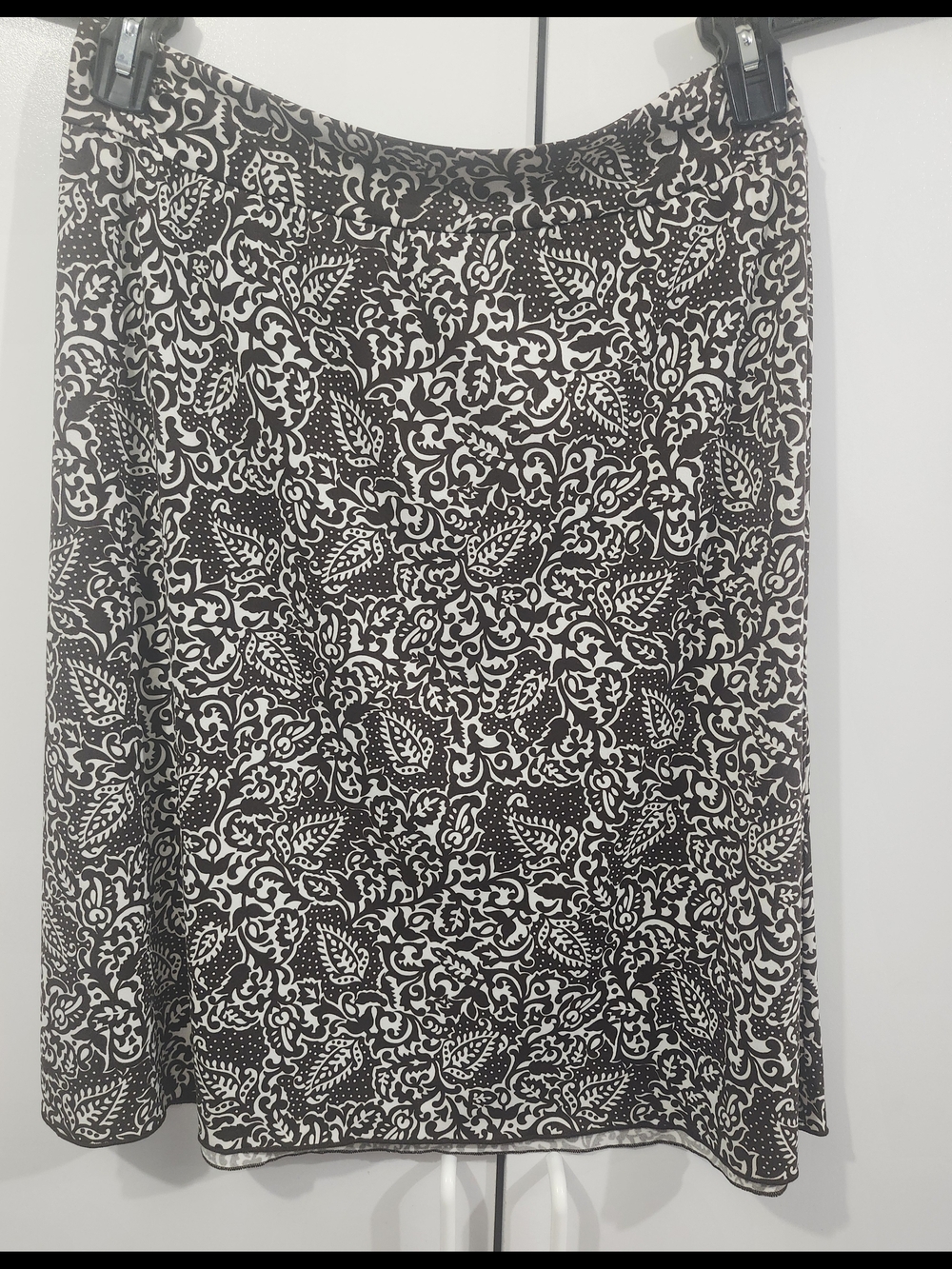 Cato Dark Brown and White A-Line Paisley Print Skirt